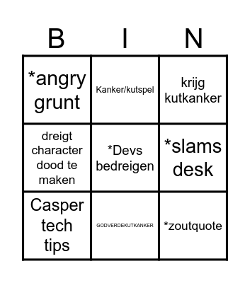 Casper Bingo Card