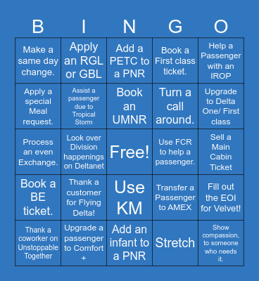Delta Bingo Card