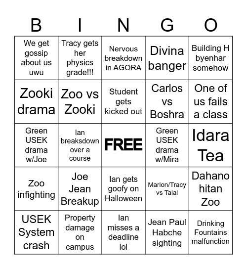FALL PREDICTION Bingo Card