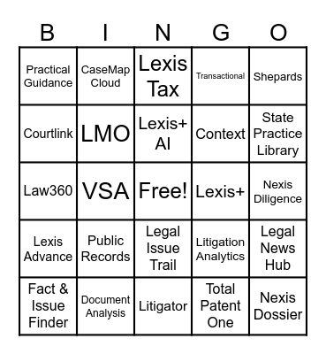 LexisNexis Bingo Card