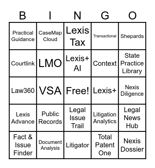 LexisNexis Bingo Card