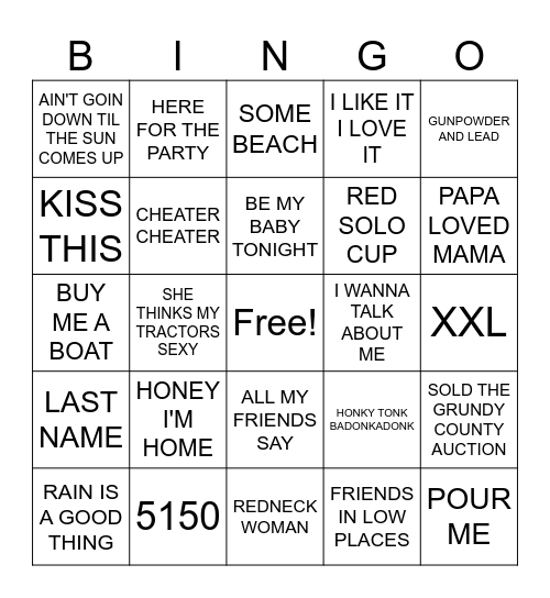 COUNTRY COVER ALL Bingo Card