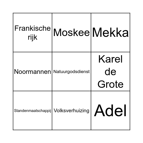 Monniken en Ridders Bingo Card