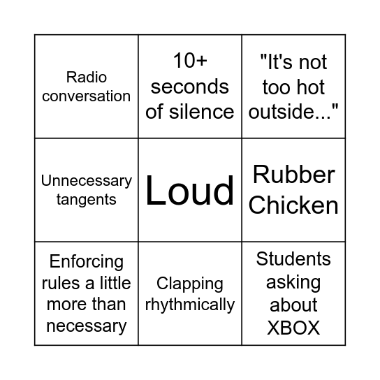 Hudson's Class Bingo Card