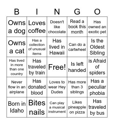 Icebreaker Bingo Card