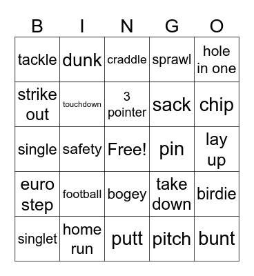 Sports Bingo Card