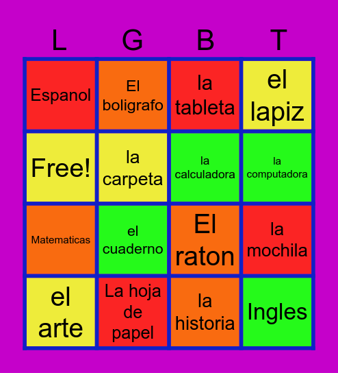 LGBQIA+ B I N G O Bingo Card