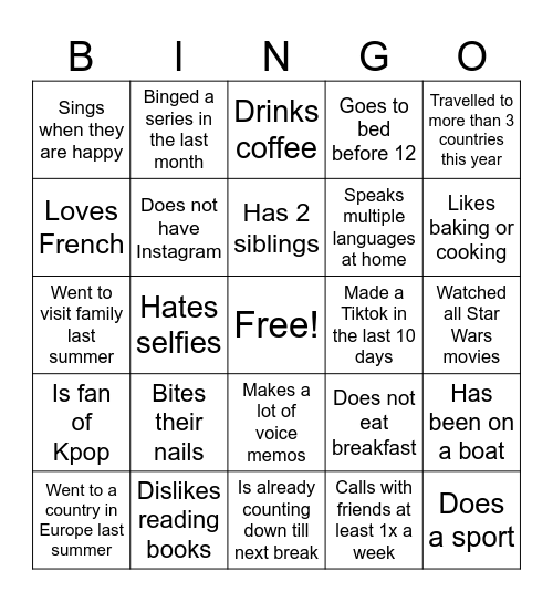 Icebreaker bingo 2 Bingo Card