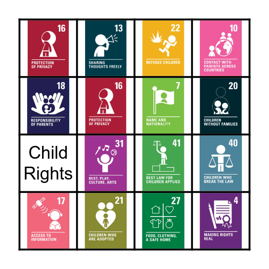 Child Rights (CRC) Bingo Card