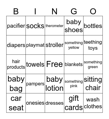 Baby Adele McKenzy Bingo Card