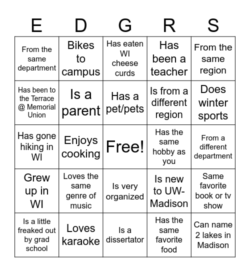 Orientation 2023 Bingo Card