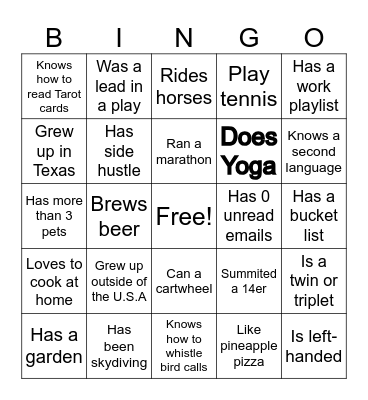 Bingo!!!!! Bingo Card