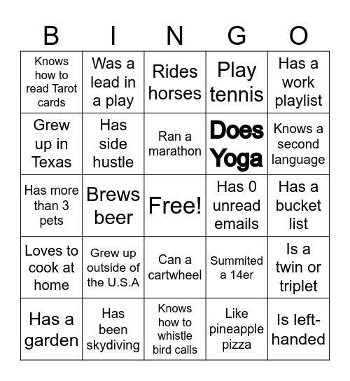 Bingo!!!!! Bingo Card