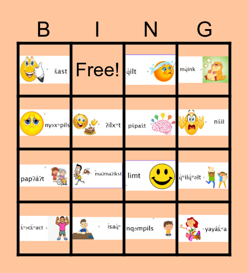 nselxcin  UNIT 2 FEELINGS AND CHARACTERISTICS Bingo Card