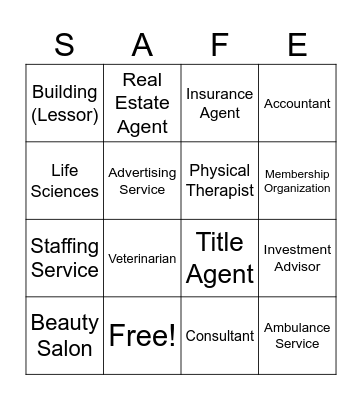 SafePro Bing0 Bingo Card