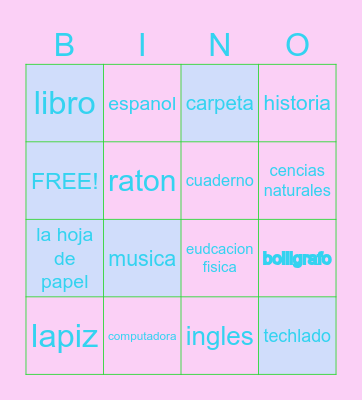 Spanish Bingo Card