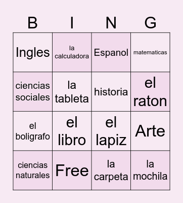 Spanish Bingo Card