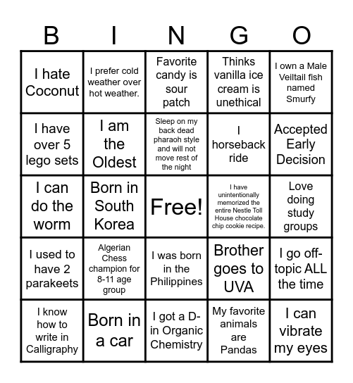 CORE Scholar Bingo Card