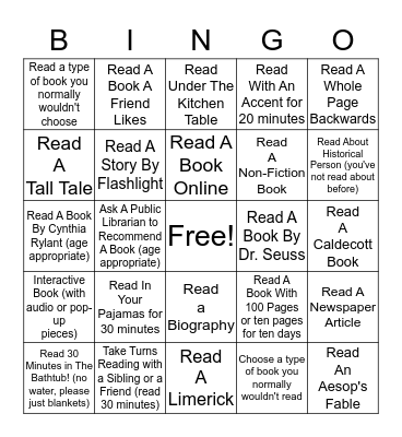 "Souper Reader" Bingo Card