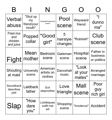 Ghallywood Y2K Bingo Card