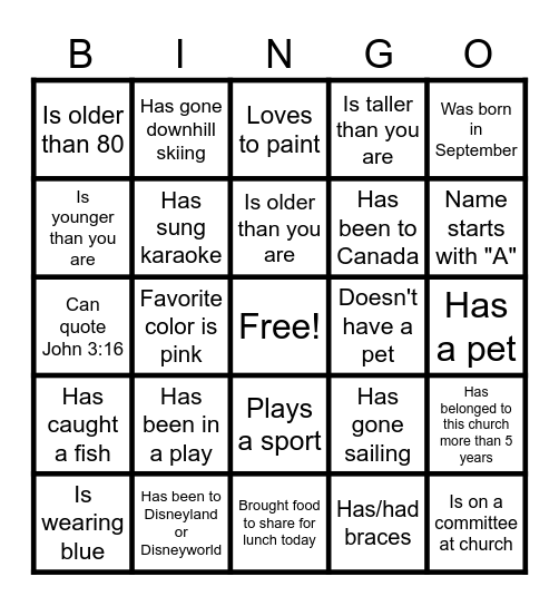 ZION LUTHERAN RALLY SUNDAY Bingo Card