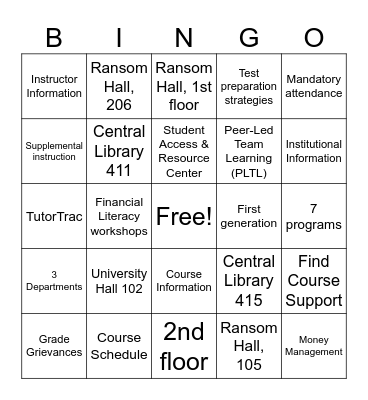 ASC Bingo Game Bingo Card