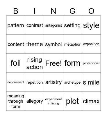 The Princess and the Goblin Vocabulary Bingo Card