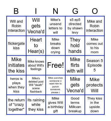 BYLER SEASON 5 Bingo Card