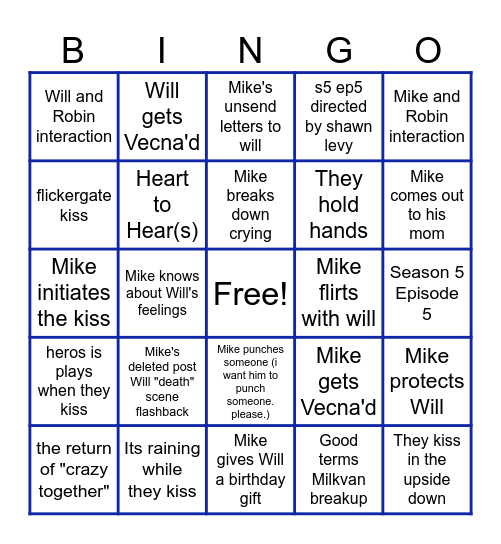 BYLER SEASON 5 Bingo Card