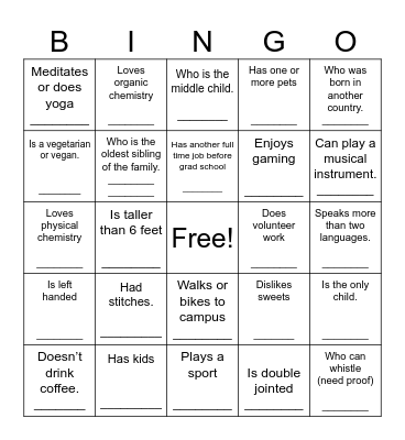 Find Someone Who... Bingo Card