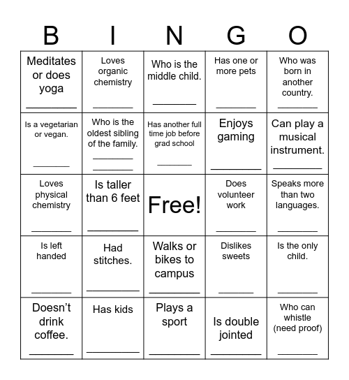 Find Someone Who... Bingo Card