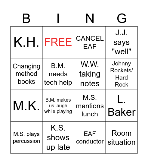 Special BINGO Card