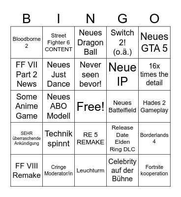 GAMESCOM 2023 Bingo Card