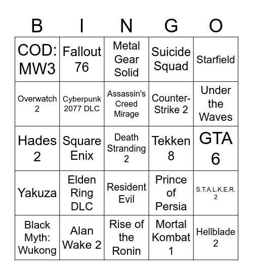 Bloodborne Bingo Card