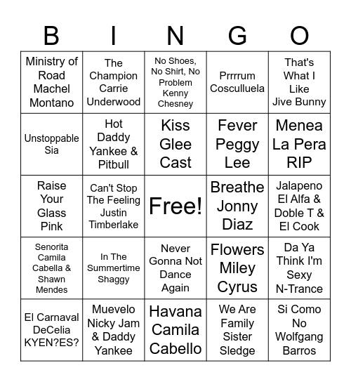 Michelle C playlist Bingo Card
