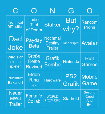 Gamescom ONL Bingo Card