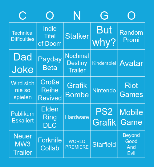 Gamescom ONL Bingo Card