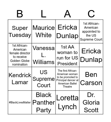 Black History 365 Bingo Card