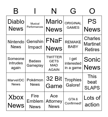 GameCon Bingo! Bingo Card