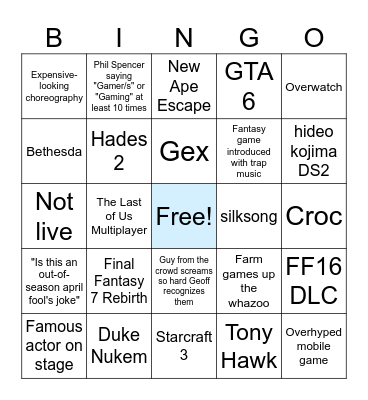 Gamescom 2023 Bingo Card