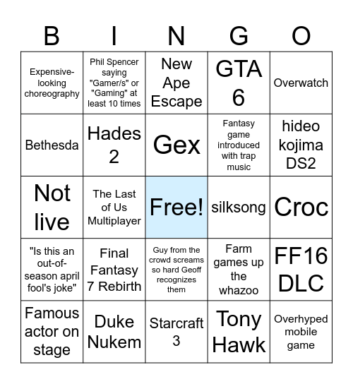 Gamescom 2023 Bingo Card