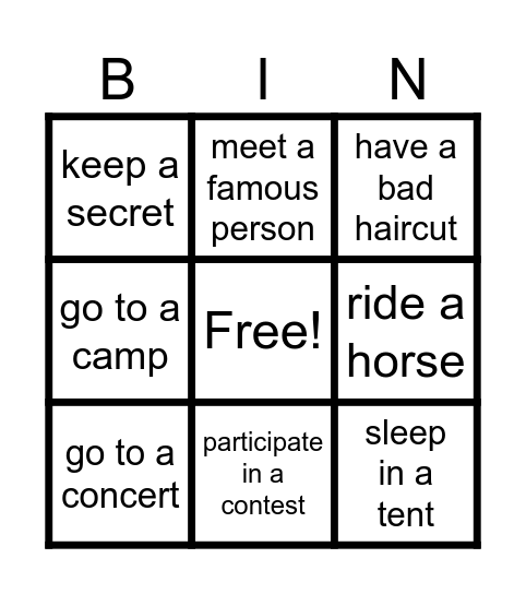 HAVE YOU EVER...? Bingo Card
