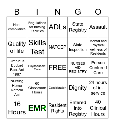 OBRA Bingo Card