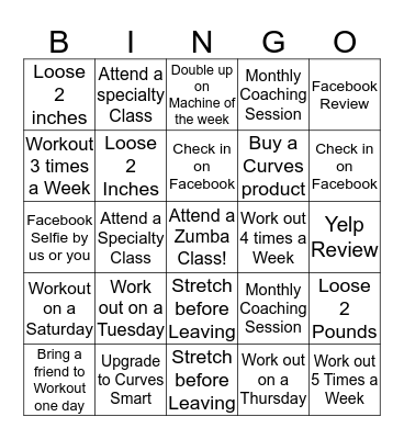 CURVES BINGO Card