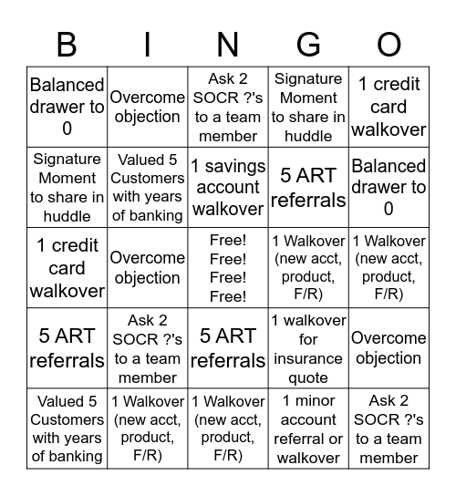 TELLER  Bingo Card