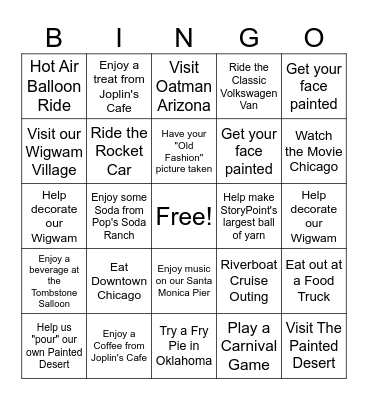 StoryPoint Route 66 Tour Bingo Card