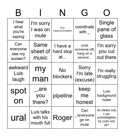 Sprint Bingo Card