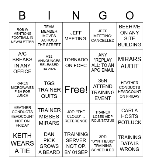 FOFC/AIDP BINGO Card