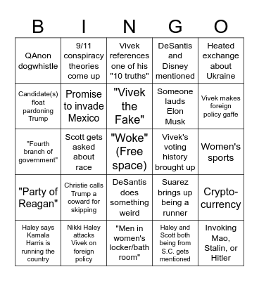 First GOP Debate Bingo Card