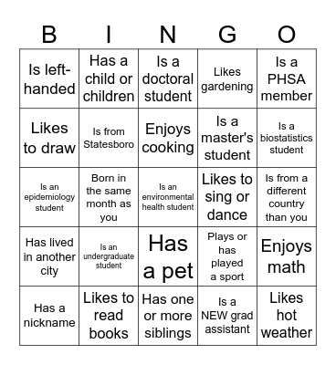 Getting to Know BEES Bingo Card